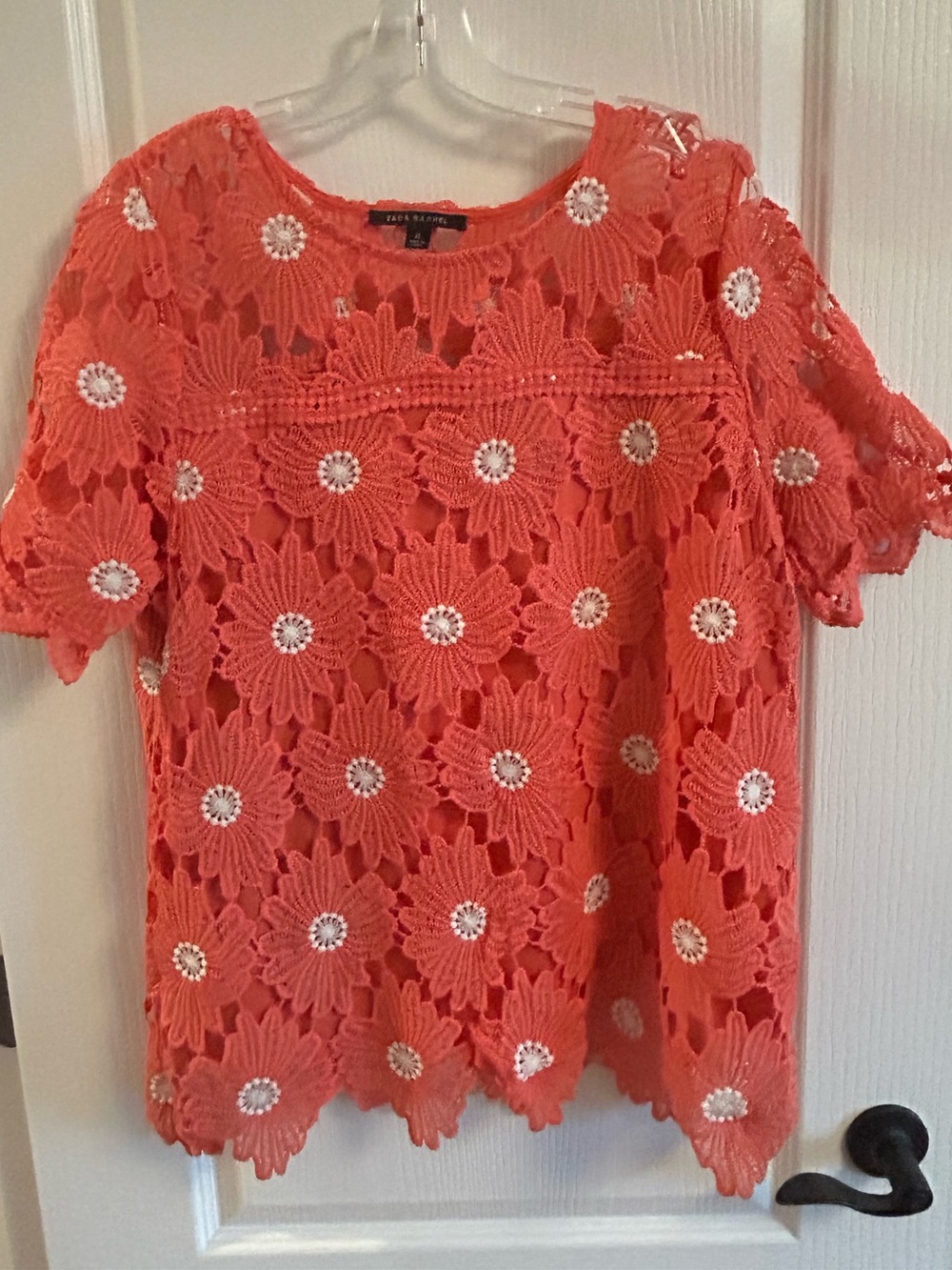 Zac & Rachel Coral Daisy Crochet Blouse
